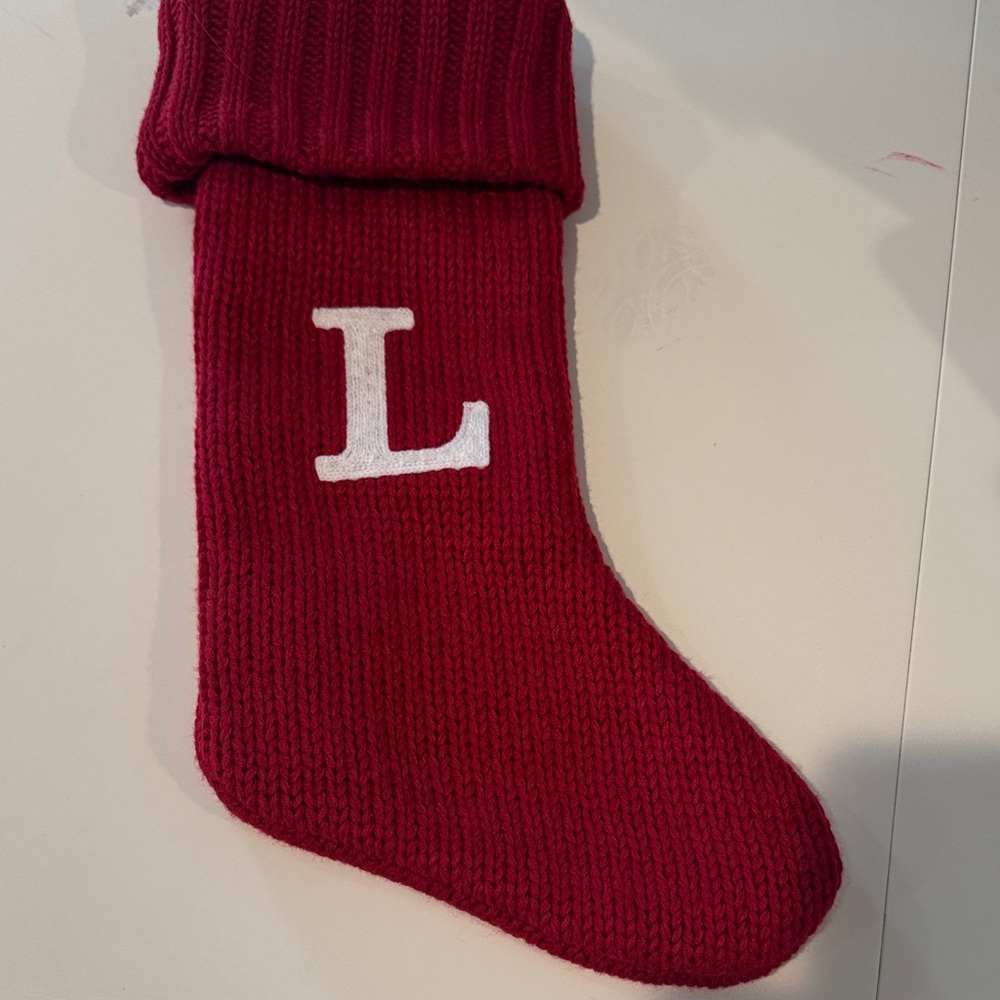 Target Red Knit Stocking with White Initial